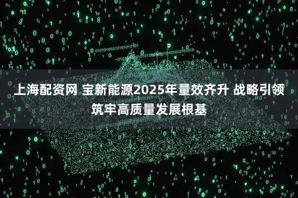 上海配资网 宝新能源2025年量效齐升 战略引领筑牢高质量发展根基